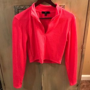 Hot pink cropped workout shirt